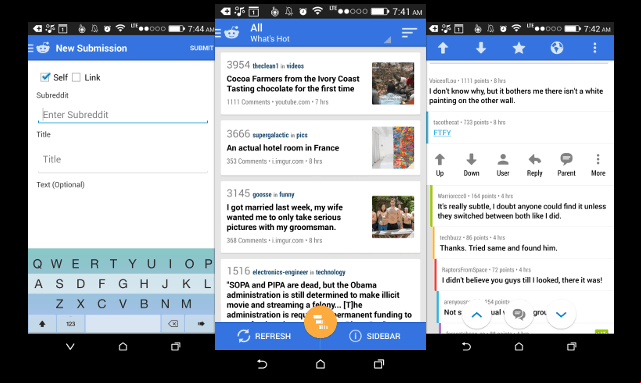 Imagen de la app Android de Reddit