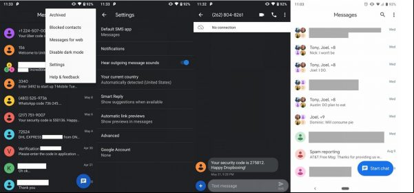 El Modo Oscuro llega a la última actualización de Android Messages