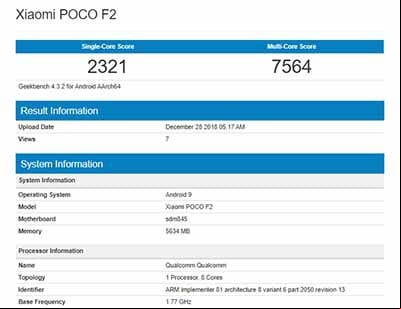 Xiaomi Poco F2: Filtrado por primera vez en pruebas de rendimiento