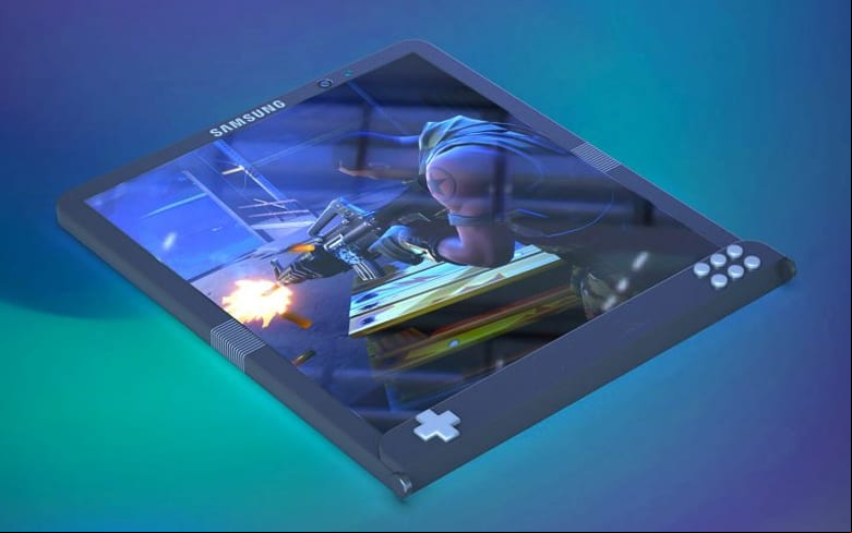 Samsung muestra patente de un teléfono plegable para juegos