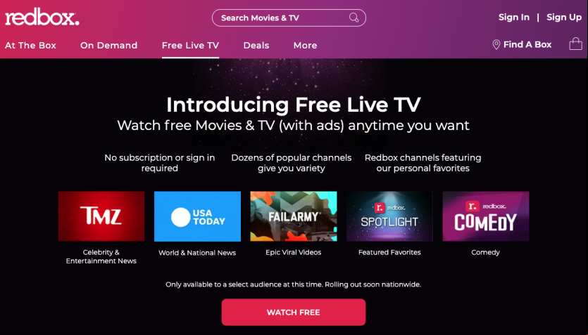 Redbox se expande a la transmisión de películas y TV en vivo gratis