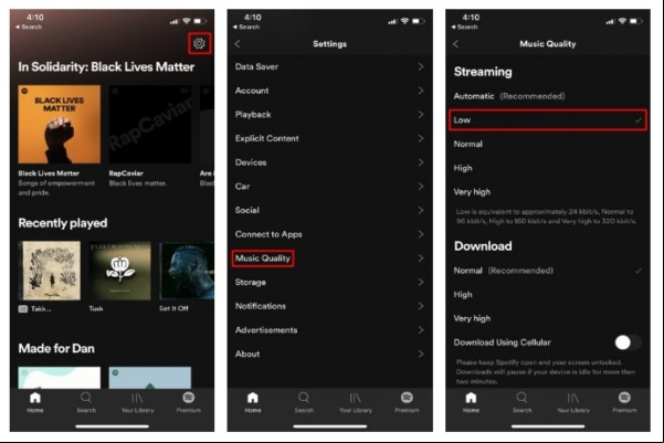 Cómo reducir el uso de datos móviles al transmitir música